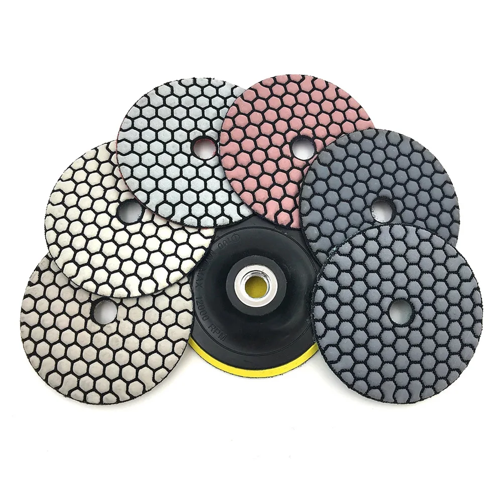 

1/7pcs Diamond Polishing Pads Kit 4 Inch 100mm Wet/Dry For Granite Stone Concrete Marble Polishing Use Grinding Discs Set