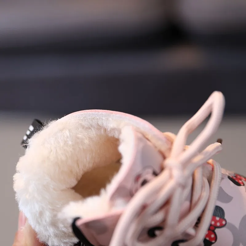 Disney Autumn Winter Mickey mouse Boys Cotton Child sneakers Warm Kids Cartoon Casual Shoes For GirlS Sports | Детская одежда и