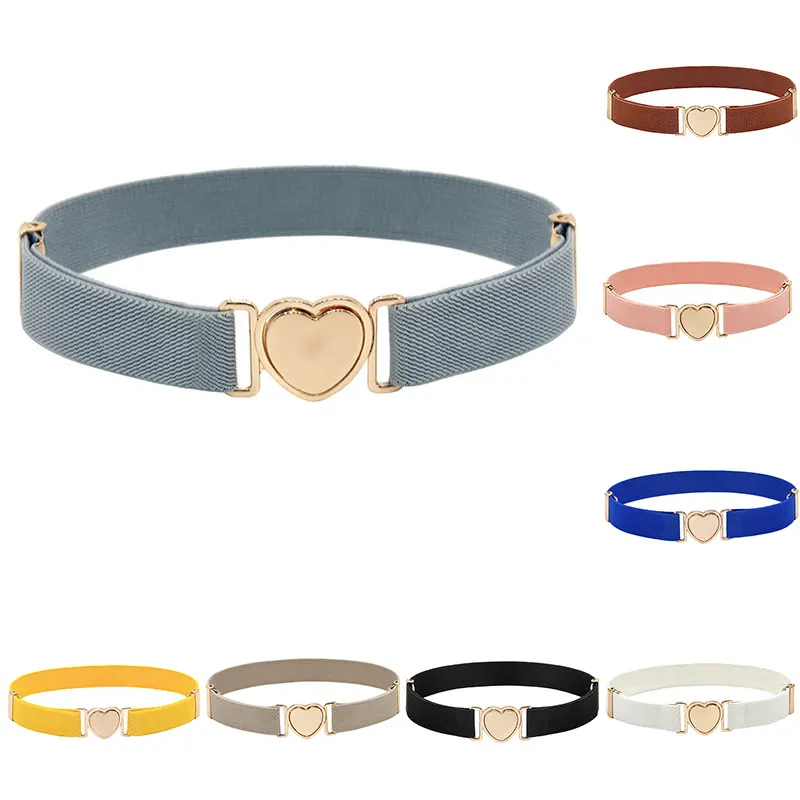 

New Fashion Adjustable Elastic Stretch Belts Waistbands with Magnetic Heart Buckle for Toddler Girls School Uniform Pants Jeans