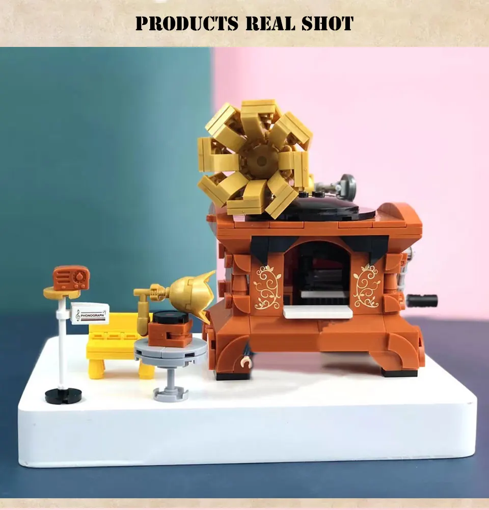 

Phonograph Store Building Blocks Mini Street View Gramophone 3D Model Bricks For Friend Children Birthday Toys Gift