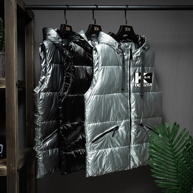 Мужская Флисовая куртка без рукавов зимняя модная повседневная с капюшоном