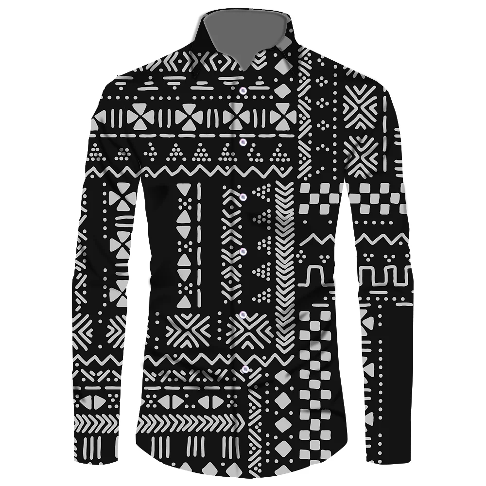 Полинезийская традиционная племенная рубашка с гавайским принтом летняя