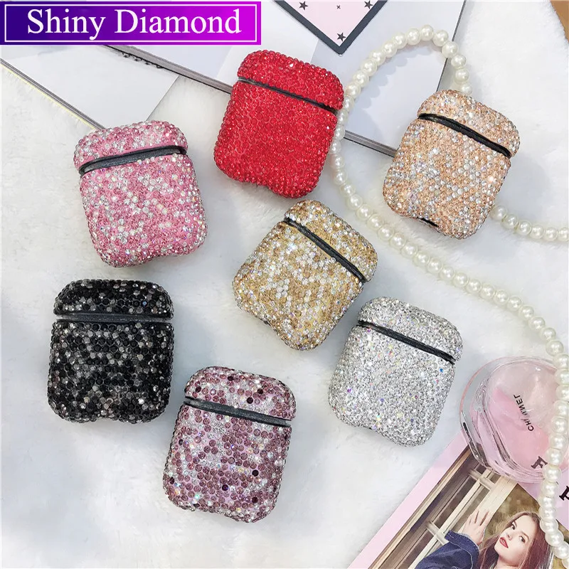

Bling Diamond Earphone Case For Airpods Full Body Glitter Crystal Rhinestone Girls Bluetooth Wireless Earphone Case For Airpods
