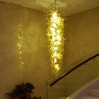 hand blown glass crystal chandelier gold w70xh210cm led art pendant light indoor lustre hotel hallparlor decoration
