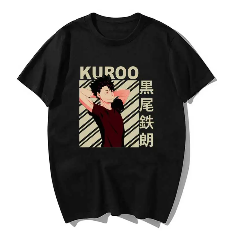 

2021 Haikyuu Tetsurou Kuroo T Shirt Men Kawaii Tops Cartoon Karate Graphic Tees Tee Shirt Unisex Harajuku Shirt Male Breathable