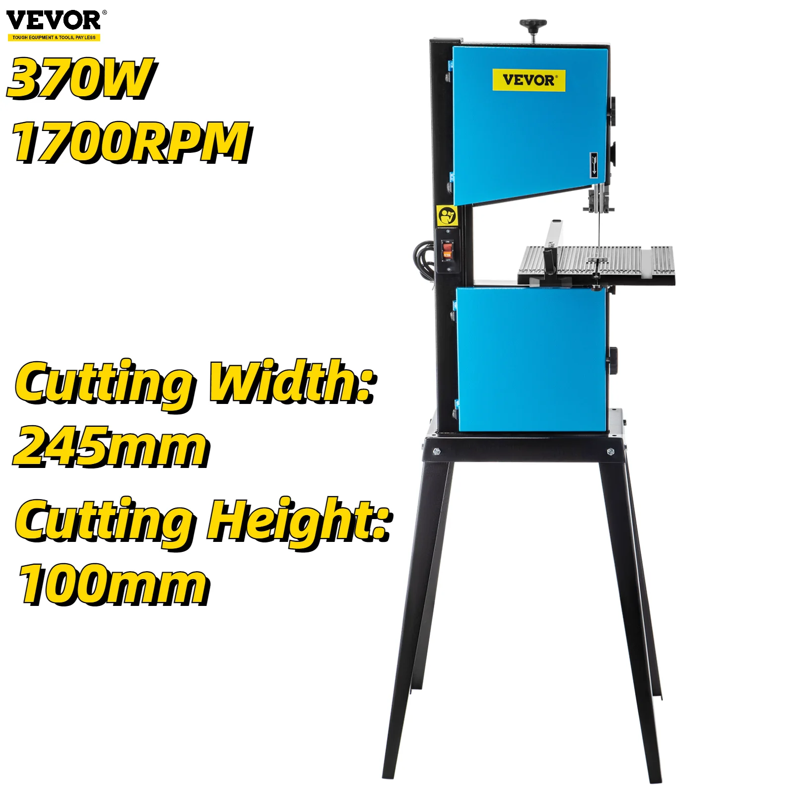 

VEVOR 370W Benchtop Bandsaw with Dust Port 10in Width Cutting Wood 1700RPM Woodworking Band Sawing Machine DIY Tilt Table Blade