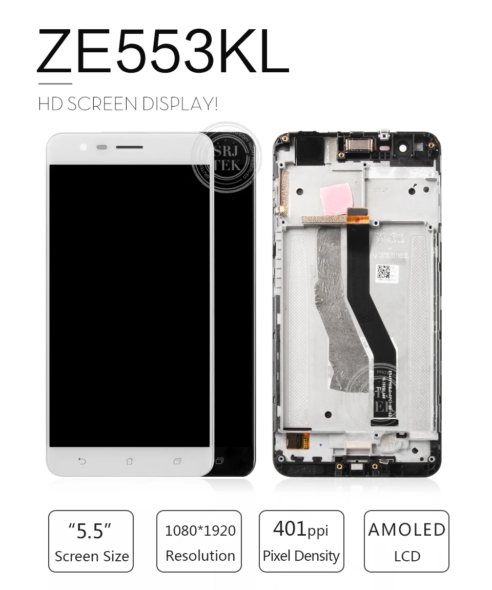 Протестированный черный 5,5 дюймовый ЖК-дисплей для Asus ZenFone 3 Zoom ZE553KL Z01HD Z01HDA+ кодирующий преобразователь сенсорного экрана в сборе