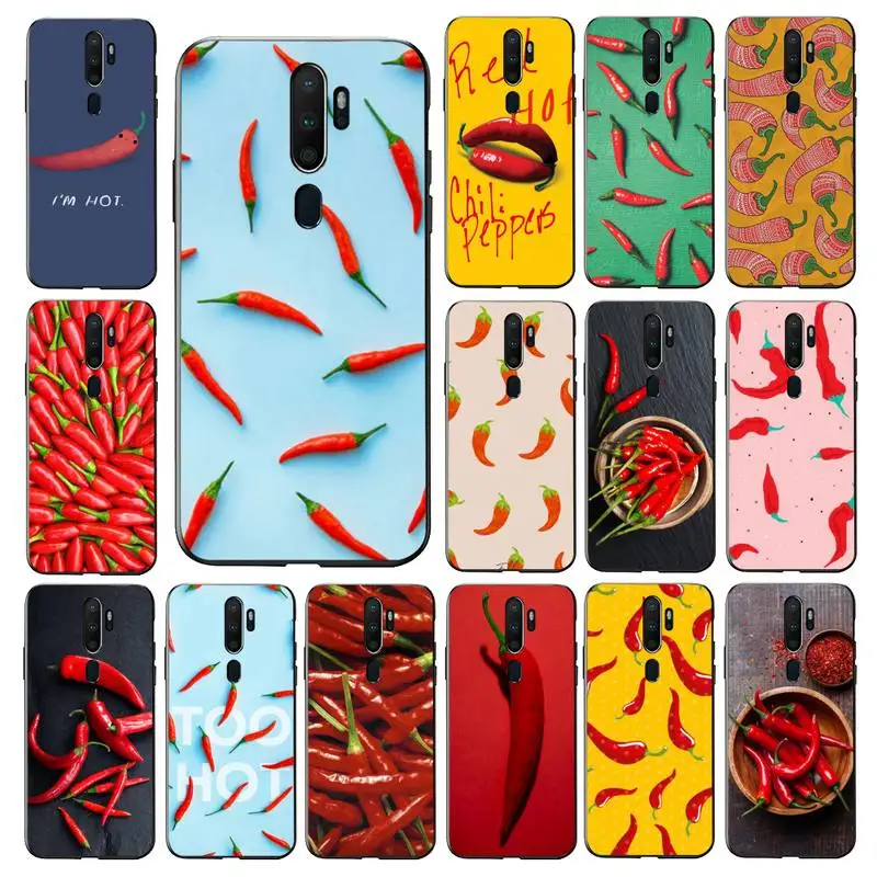 

YNDFCNB Red Pepper Phone Case for vivo Y91C Y11 17 19 53 81 31 91 for Oppo a9 2020