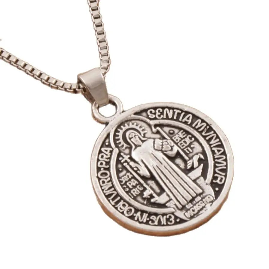 

Saint St Benedict Nursia Patron Medal Cross Religious Pendant Necklaces 25x21mm 20PCS Zinc Alloy 24Inches Chains N1648