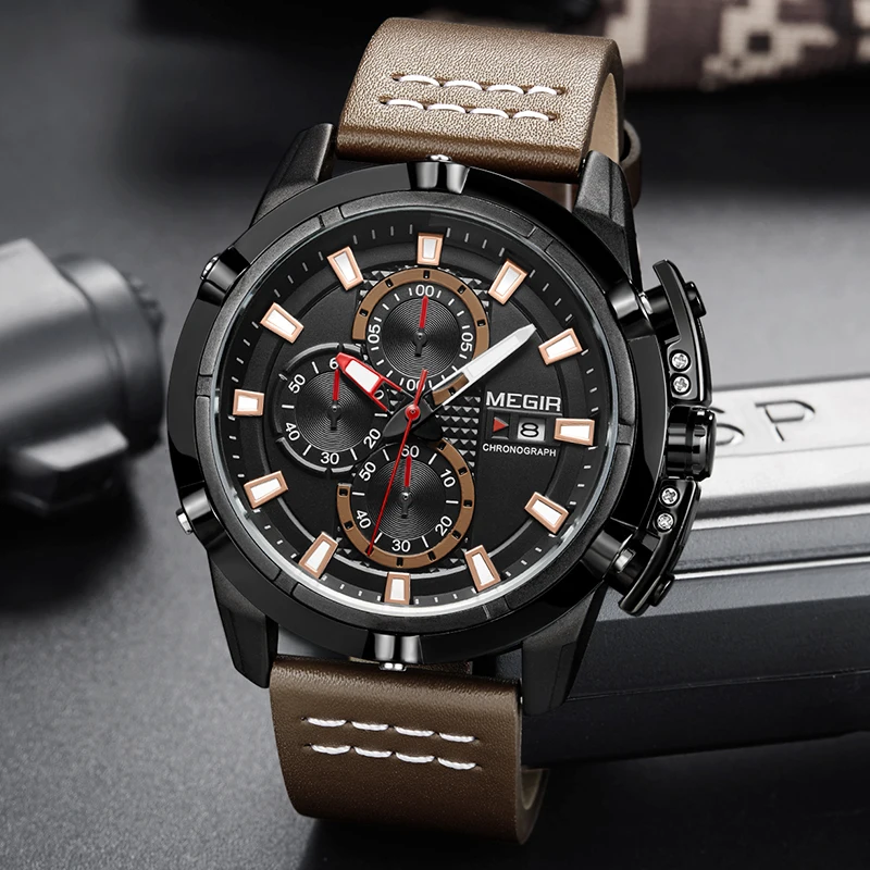 Часы MEGIR мужские наручные кварцевые модные креативные брендовые