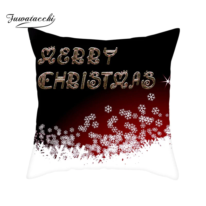 

Fuwatacchi Red Merry Christmas Cushion Cover Xmas Gift Printed Throw Pillow Cover New for Home Sofa Decor Pillowcase Funda Cojin