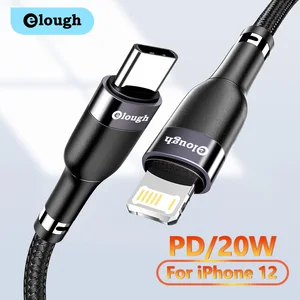 elough pd 20w usb type c cable for iphone 13 12 11 pro max phone fast charging cable type c to lighting cable for ipad macbook free global shipping