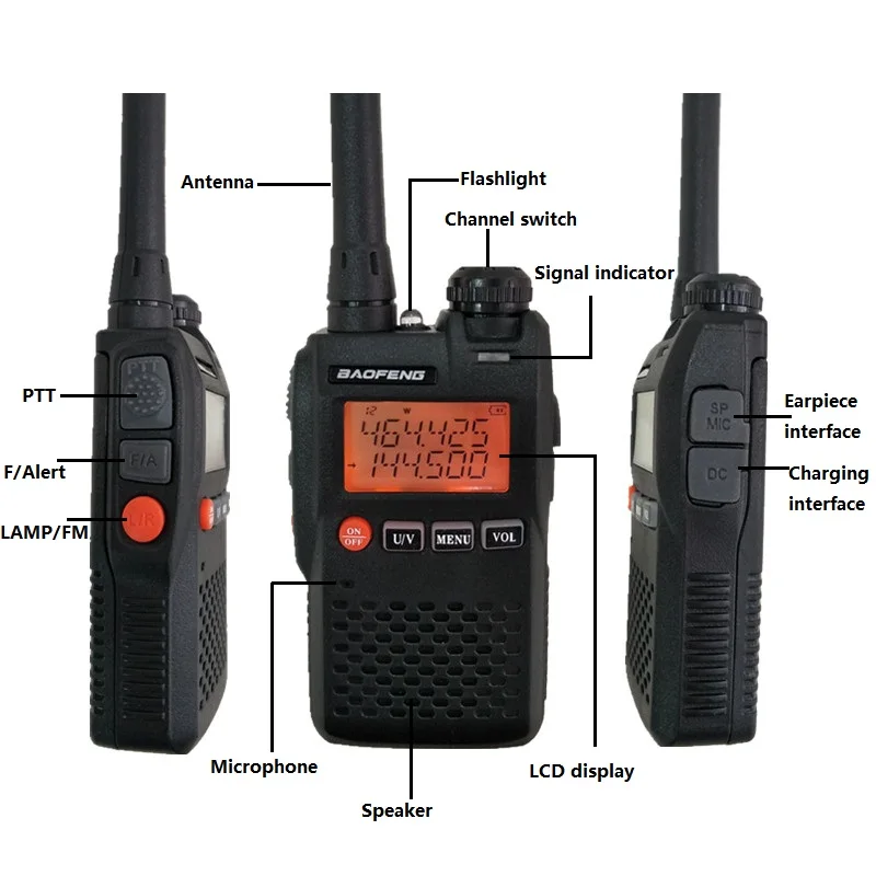 BAOFENG мини-рация VHF УВЧ 2 Вт приемопередатчик Любительский радиоприемник UV 3R
