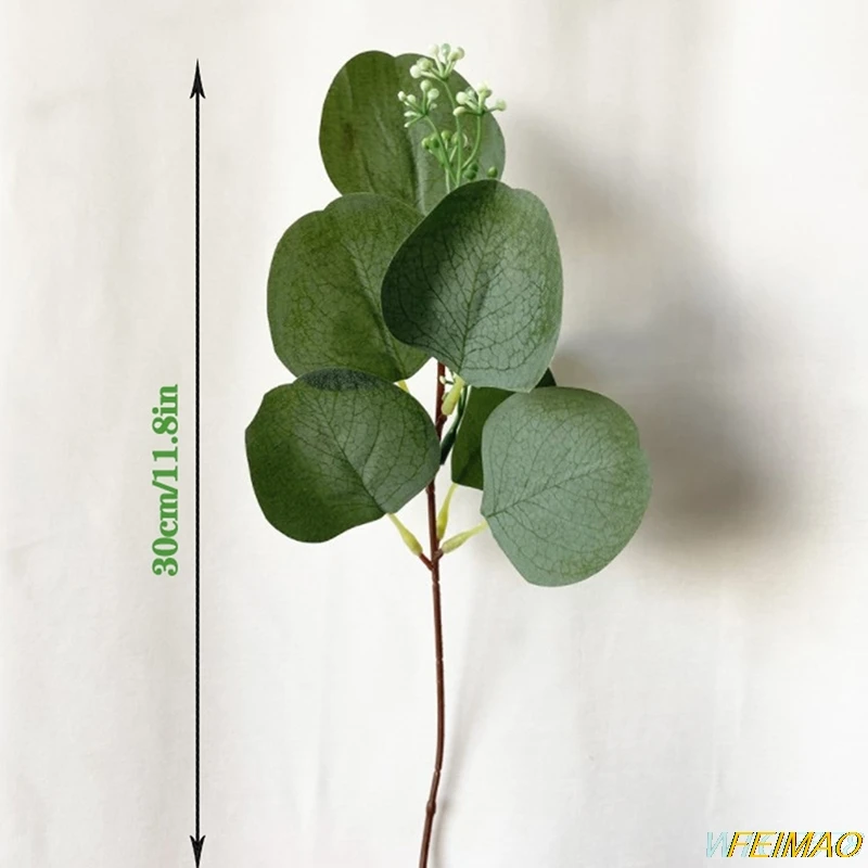 

5Pcs Artificial Plants Green Eucalyptus Leaves Diy Bridal Bouquet Fake Flowers For Home Garden Party Wedding Flower Decorations
