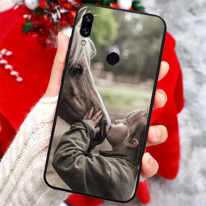 

Beauty girl and horse art animal Steed Phone Case For Xiaomi Redmi note 7 8 9 t k30 max3 9 s 10 pro lite