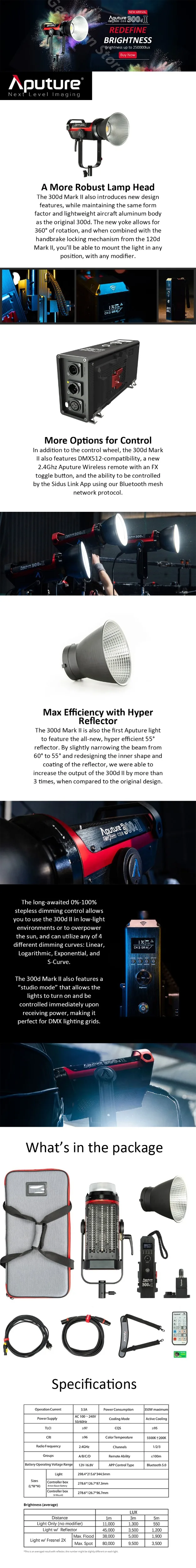 Aputure LS 300d ii Mark II Photography LED Light with V-Mount Photography Lighting Studio Photography lighting aputure 300d ii