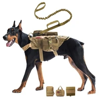 tactical no pull dog harness k9 vest adjustable dog leash molle medical bag training hunting pet harness small medium large dogs