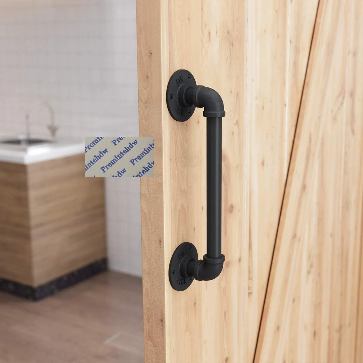 Черная Железная водопроводная труба промышленная ручка для двери сарая