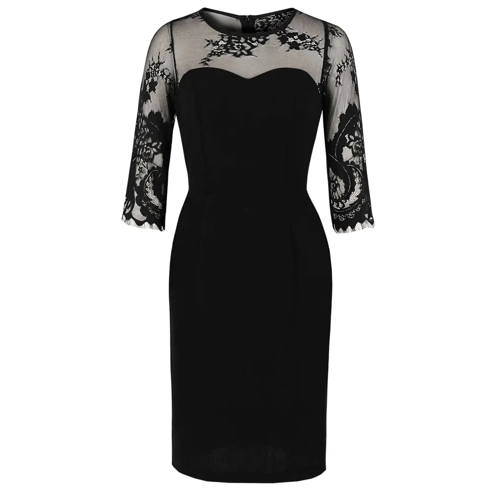 Joineles сексуальное кружевное женское платье для вечеринки черного цвета офиса