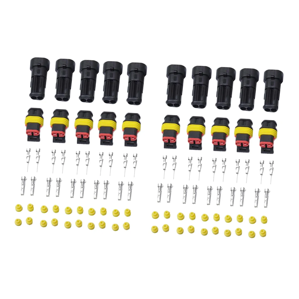 12 комплектов 2-контактных герметичных водонепроницаемых разъемов для