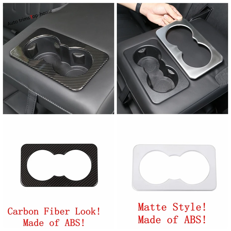 

Rear Seat Water Cup Holder Panel Cover Trim ABS Carbon Fiber Look / Matte Accessories For Land Rover Defender 110 2020 - 2022