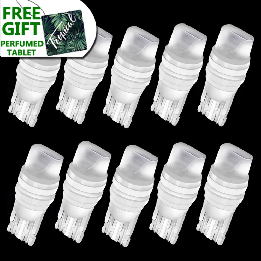 

10Pcs T10 W5W Ceramic 3D LED Waterproof Wedge Licence Plate Lights WY5W Turn Side Lamp Car Reading Dome Light Auto Parking Bulb