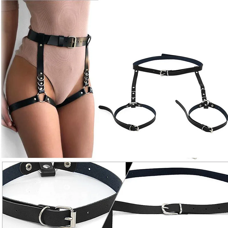 

Sexy PU Belt Leg Loop Bow Leather Harness For Women Garter Belt Stockings Underwear Lingerie Leg Strap Suspender For Lady