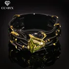 CC серебряные кольца для женщин винтажные ювелирные изделия Необычные двухцветные желтые кубические циркониевые треугольные Фотоэлементы Прямая поставка CC3127