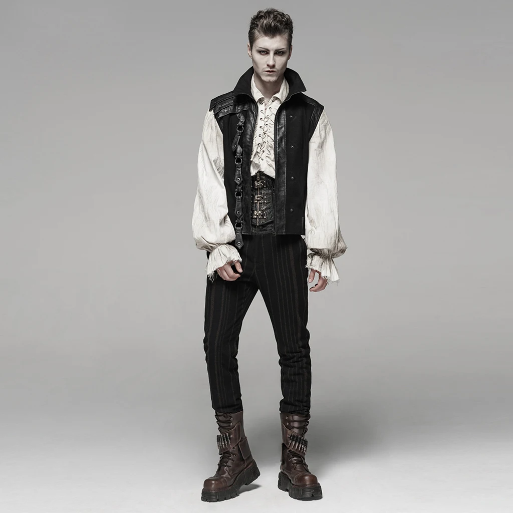 Панк RAVE Мужской Ретро жилет в стиле стимпанк ткань саржевого переплетения