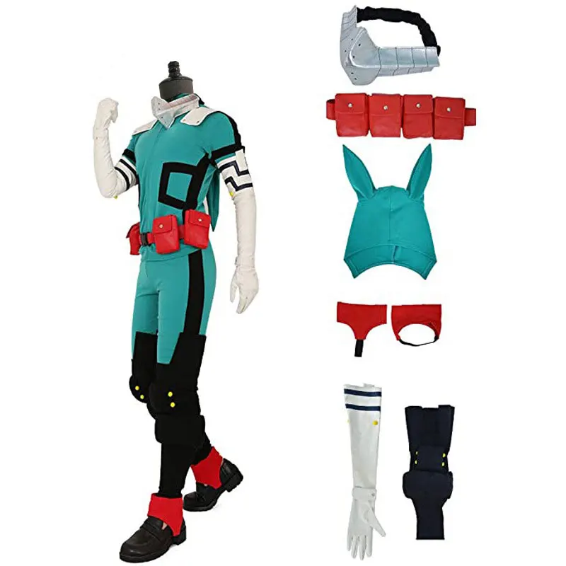 Anime My Hero Academia Cosplay Midoriya Izuku Deku Battle Cosplay Costume Unisex Costume Set Halloween Wig Hair