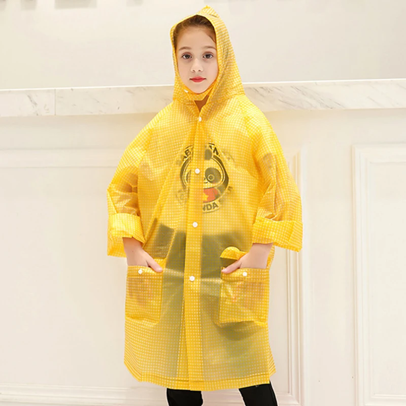 Детский плащ пончо с капюшоном легкий водонепроницаемый пластиковый в клетку