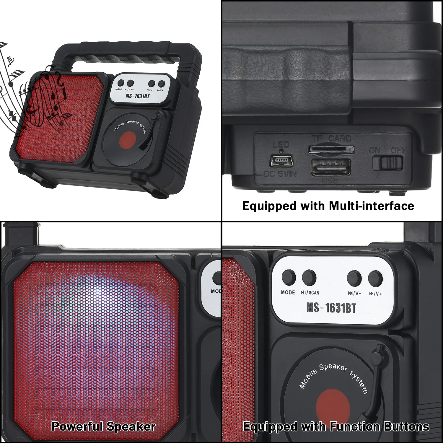 Портативная уличная Колонка MS-1631BT года ярсветодиодный светильник ка супер бас