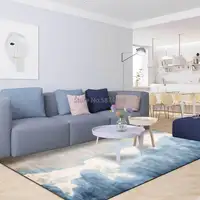 200*300cm Fashion Modern Minimalist Abstract Blue and White Sea Water Living Room Bedroom Bedside Carpet Floor Mats