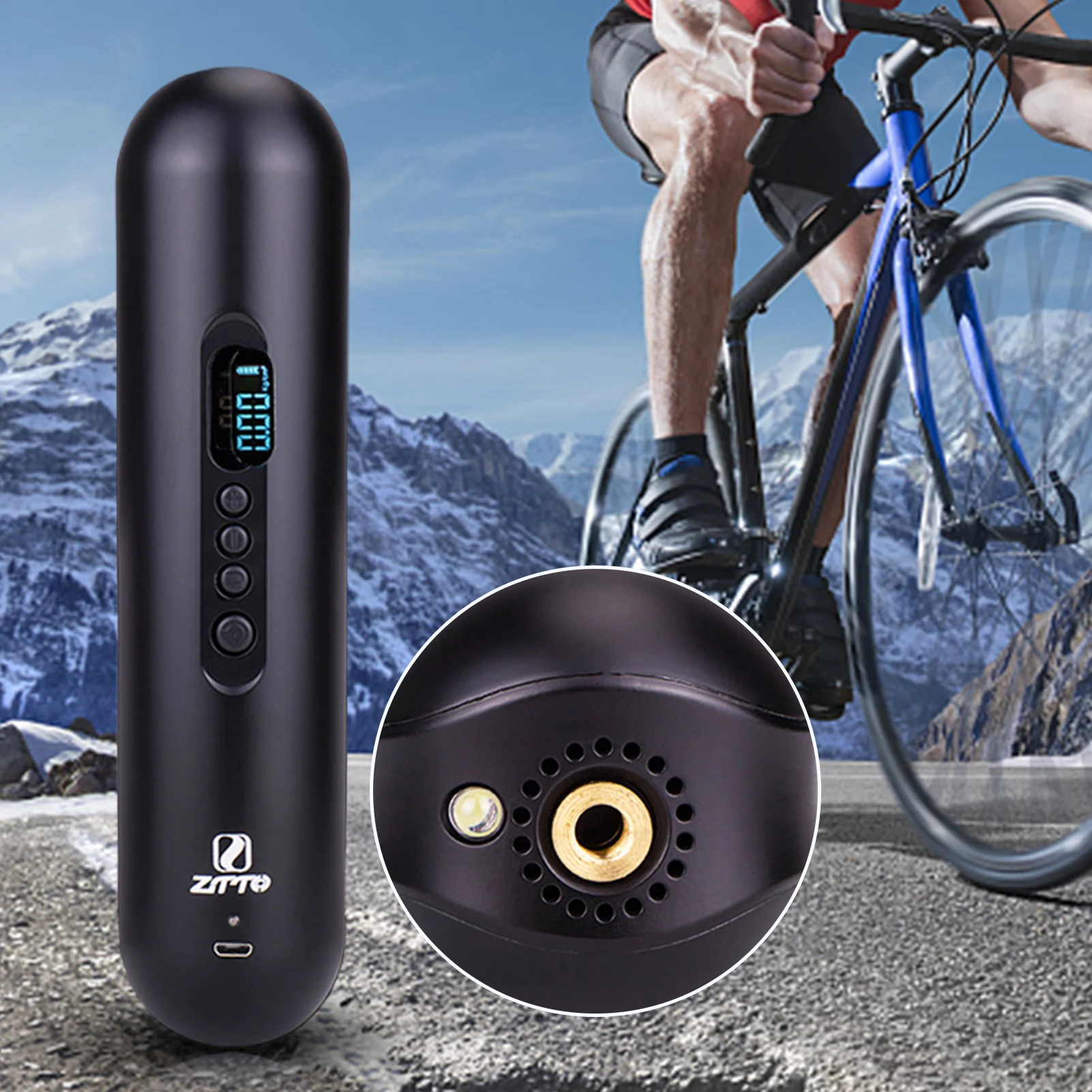 

Portable Air Compressor Hand Held Pump 2000mAh Mini Tire Inflator 120PSI Wireless Smart Air Pump Bicycle Pump Car Electric Pump