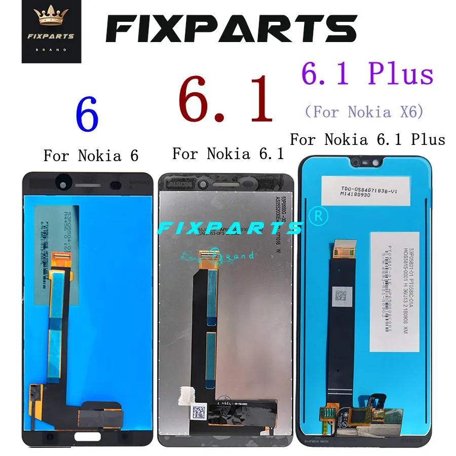 For Nokia 6 LCD Display Touch Screen Digitizer X6 TA-1054 TA-1050 TA-1045 For Nokia 6.1 Plus LCD Screen Replacement