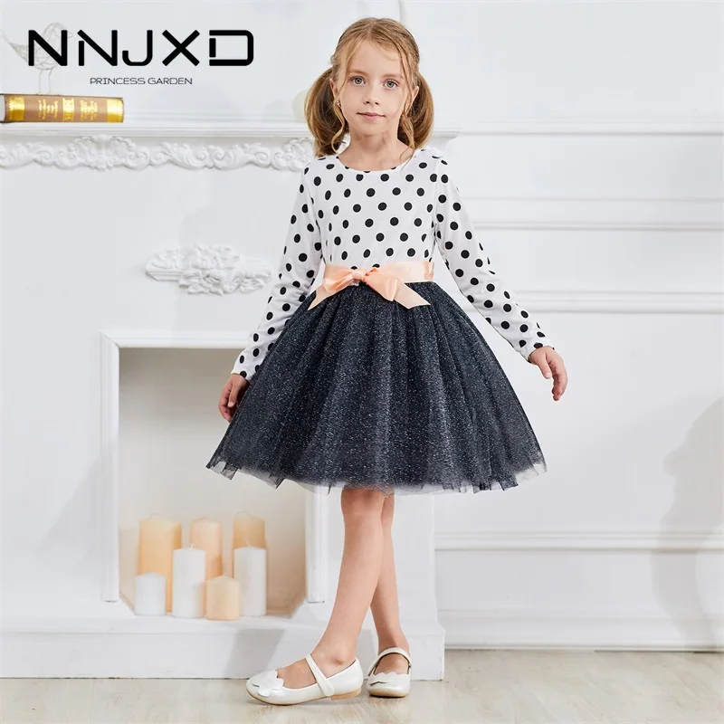 Polka Dots Autumn Winter Long Sleeves Girl Clothes Casual Kids Dress for Girls Tutu Party Children Clothing Wear | Детская одежда и