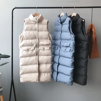 2021 women winter vest coat stand collar women long vest warm women tops vest chaleco mujer gilet casaco feminino