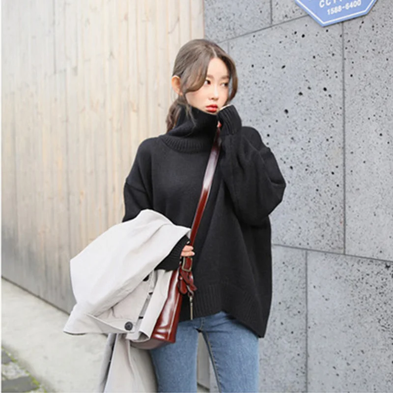 Gaganight Autumn Winter Warm Women Sweater Turtleneck Solid Loose Casual Pullover Female Long Sleeves Plus Size Chic Sweet | Женская