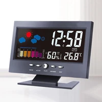 alarm clock digital color lcd backlight thermometer hygrometer weather station indoor temperature humidity monitor no battery