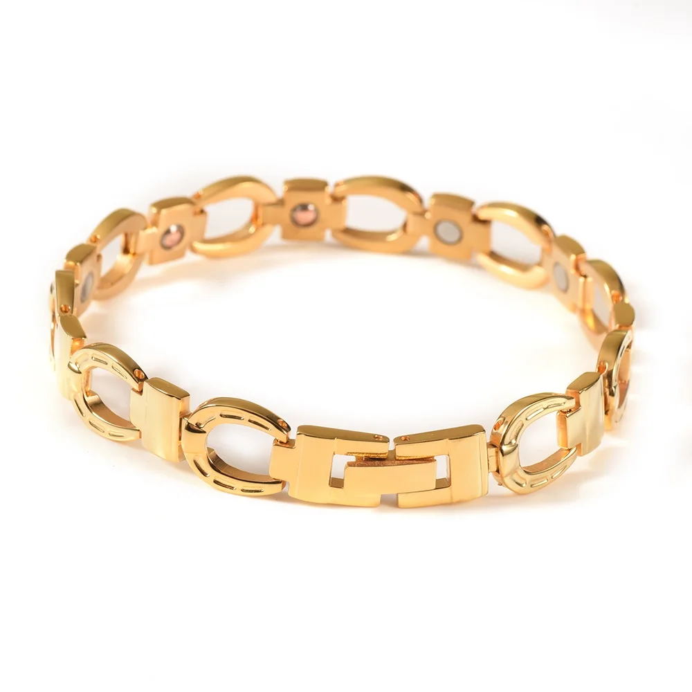 Wollet ювелирные изделия ЛОШАДЬ копыта 316 из нержавеющей стали био магнитный браслет для женщин мужчин золотой металлик Цвет здоровья магниты медь