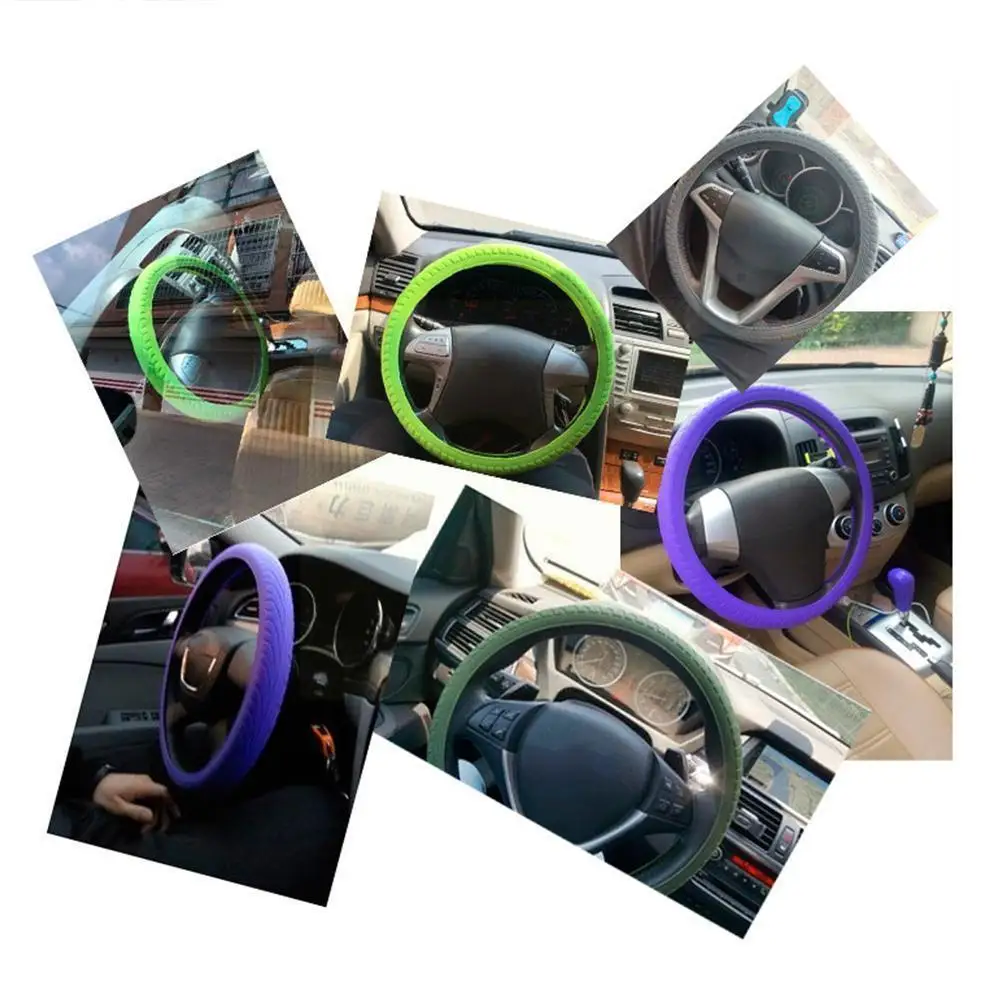 

Car Silicone Steering Wheel Cover Skidproof Car Accessories For Kia Lada E M9k8