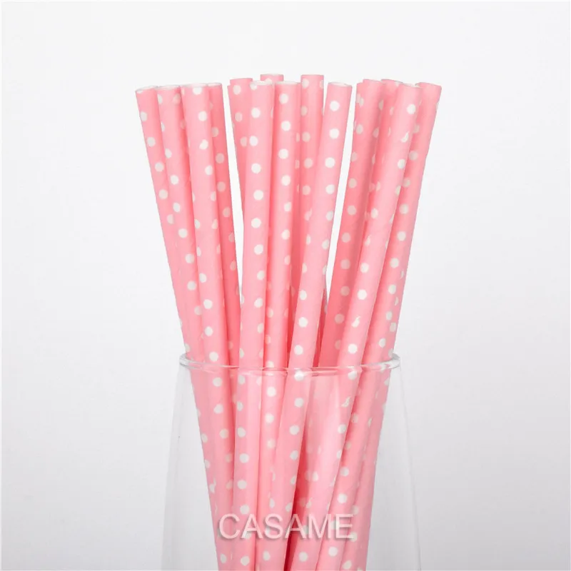 pink white dot Новая Фольга розовое золото бумажная трубочка для питья для свадебной вечеринки украшение на день рождения, вечеринку поставки бумажные соломинки - Цвет: pink white dot