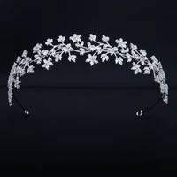 luxury handmade bridal crown hairband bridal wreath wedding headwear with zirconia hair accessories womens soft headdress hg111