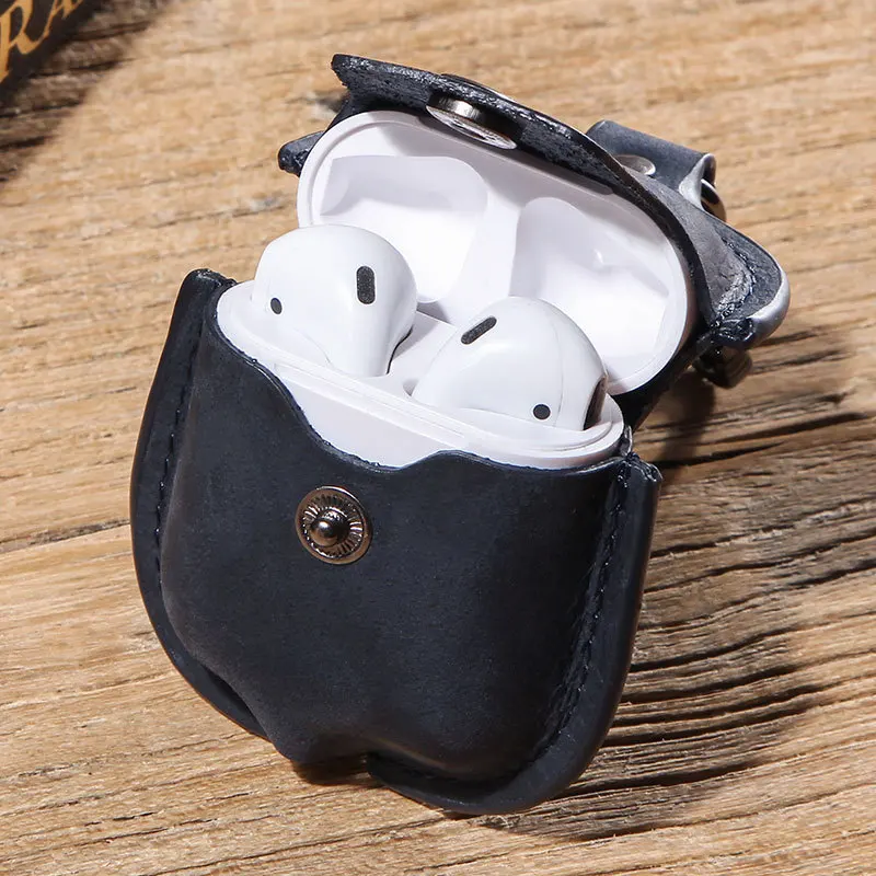 Чехол для Airpod из натуральной кожи Винтажный чехол Crazy Horse Airpods 2 беспроводных Bluetooth