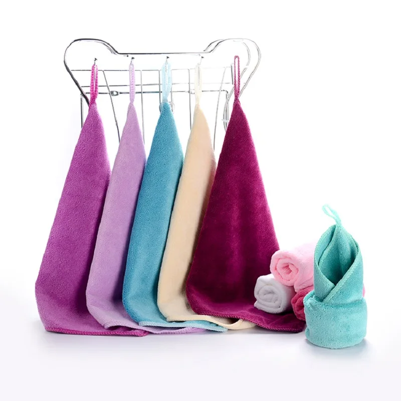 

Microfiber square towel with hook thickened absorbent soft car towel towel dish towel children hand towels