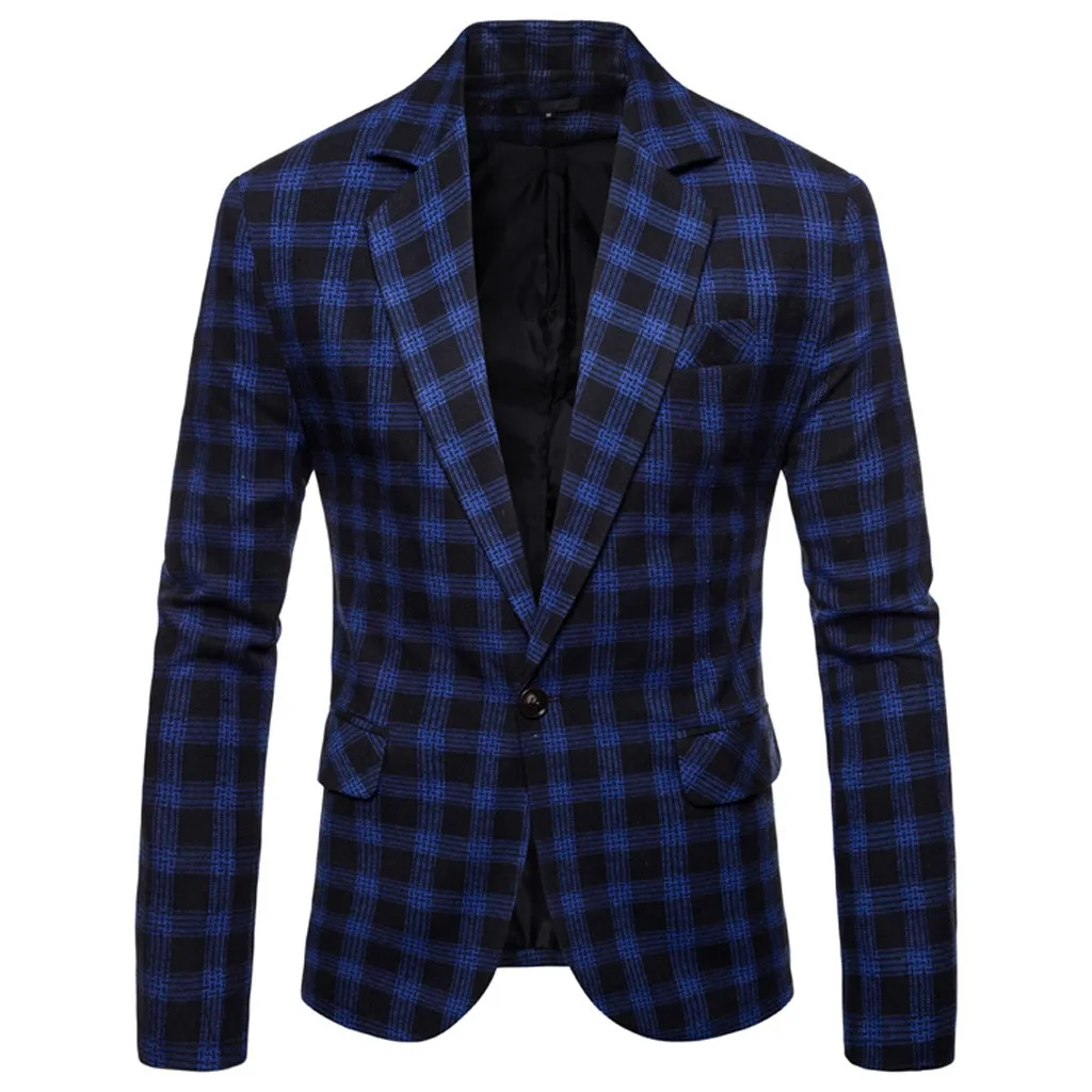 Мужской Блейзер Осенний Повседневный клетчатый деловой Свадебный костюм с