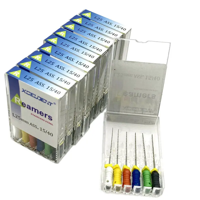 

Xceldent 10packs Dental Stainless Steel Reamers Root Canal Dentist Materials Dentistry Instruments Hand Use R Files