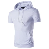 zogaa 2021 new t shirt mens casual sports hooded shirt short sleeve solid color stylish mens top oversized loose streetwear