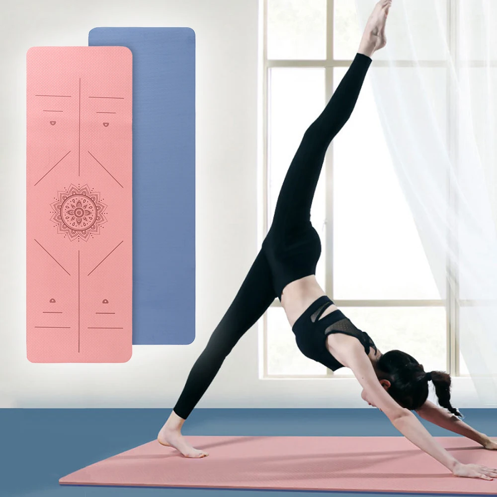 

1830*610*6mm TPE Yoga Double Layer Non-Slip Mat Yoga Exercise Pad with Position Line port Carpet Pads Fitness Gymnastics Pilates