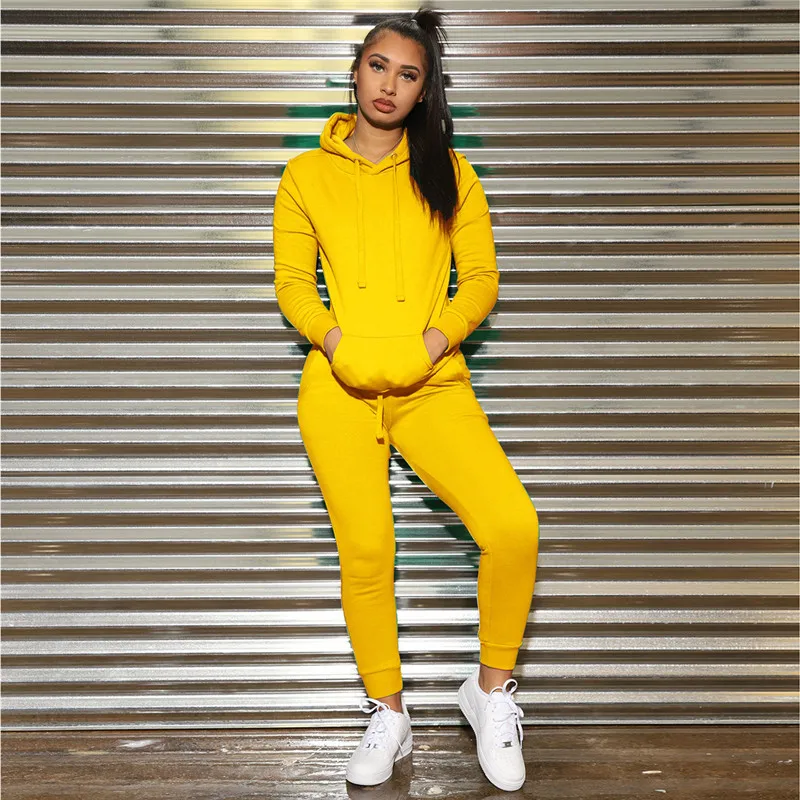 YELITE Женская Спортивная одежда для фитнеса с капюшоном костюм брюками